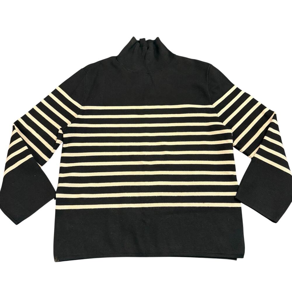 H&M Women’s black and cream striped mock neck sweater, XS